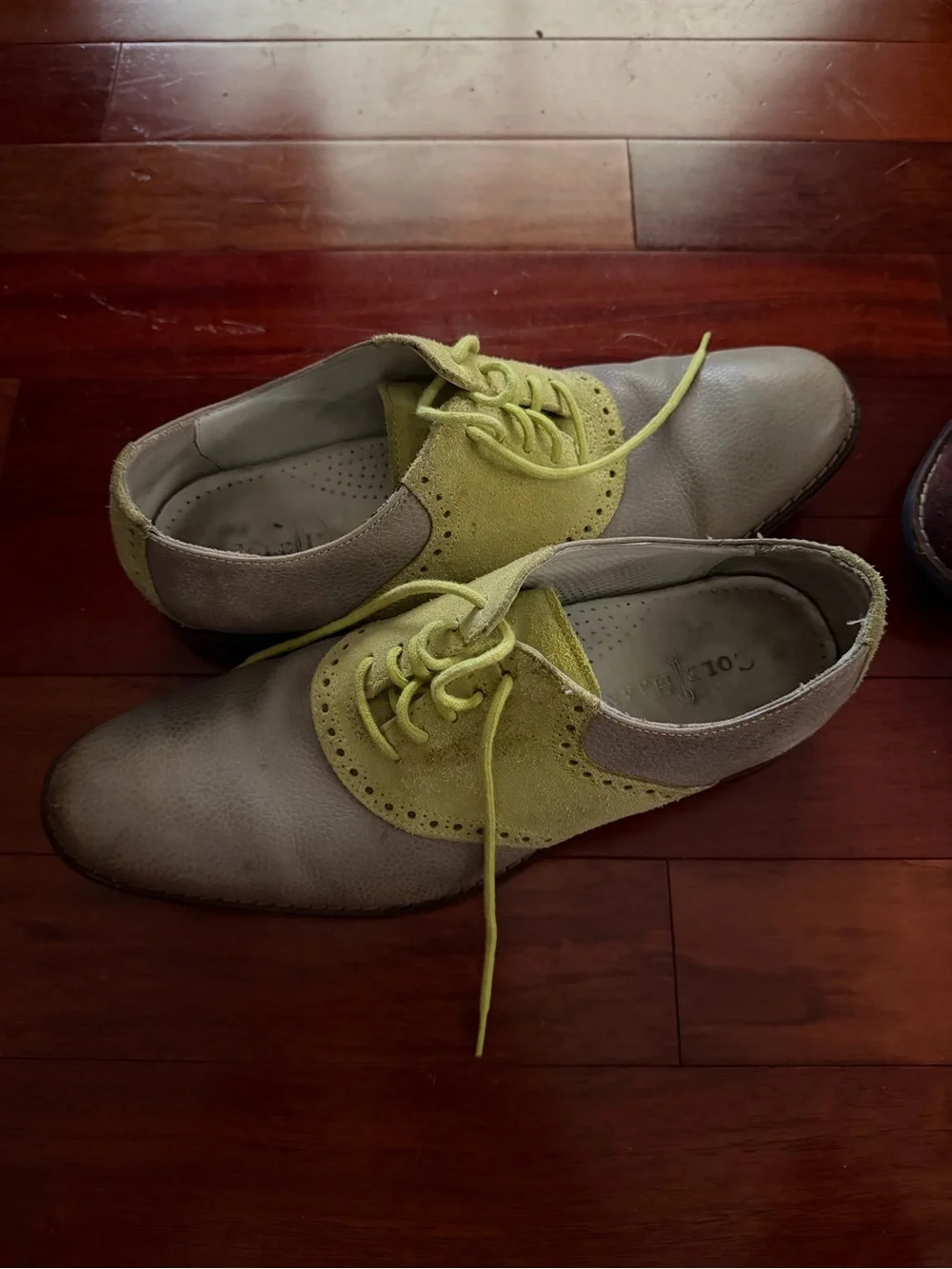 Cole Haan Men's Two-Tone Gray and Yellow Lace-Up Oxfords - Saddle Shoes